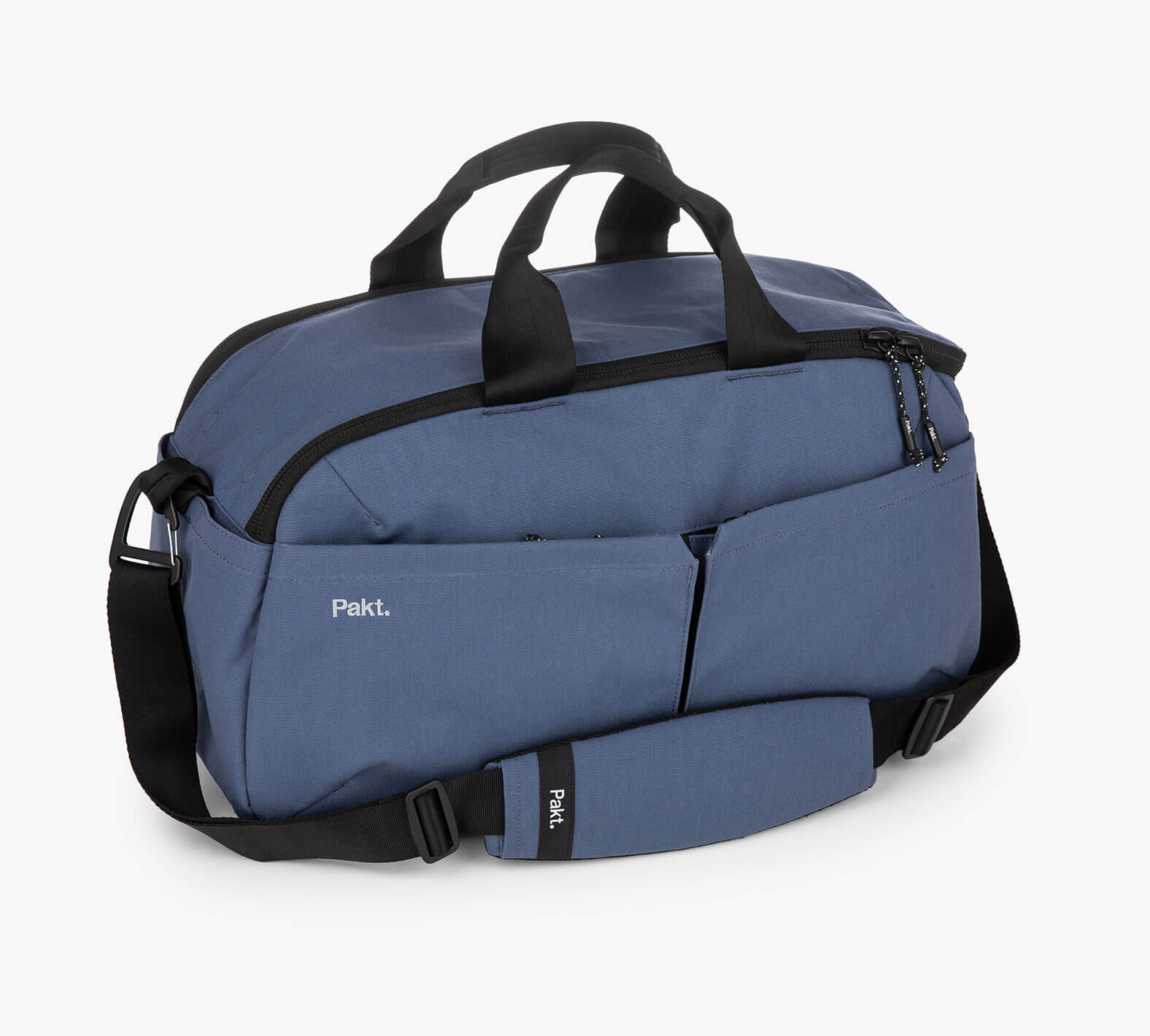 Blue 25L Grandcart. travel duffel with top handles, shoulder strap, and front pockets