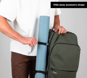 Travel Backpack Green with yoga mat