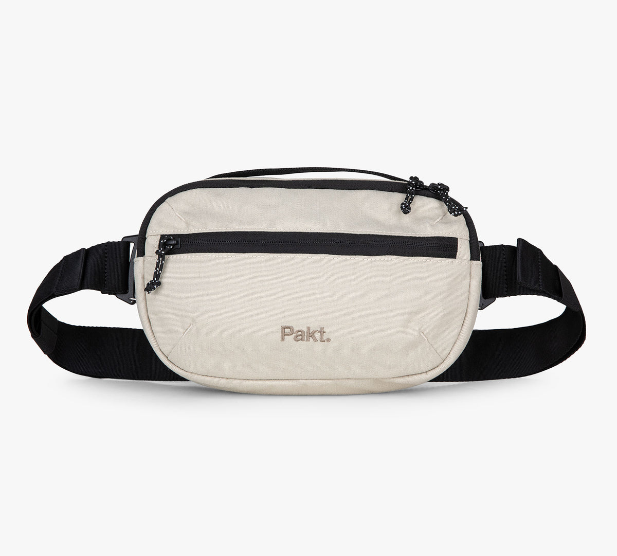 Beige Everyday 3L Sling with black strap and 'Pakt.' logo on front.