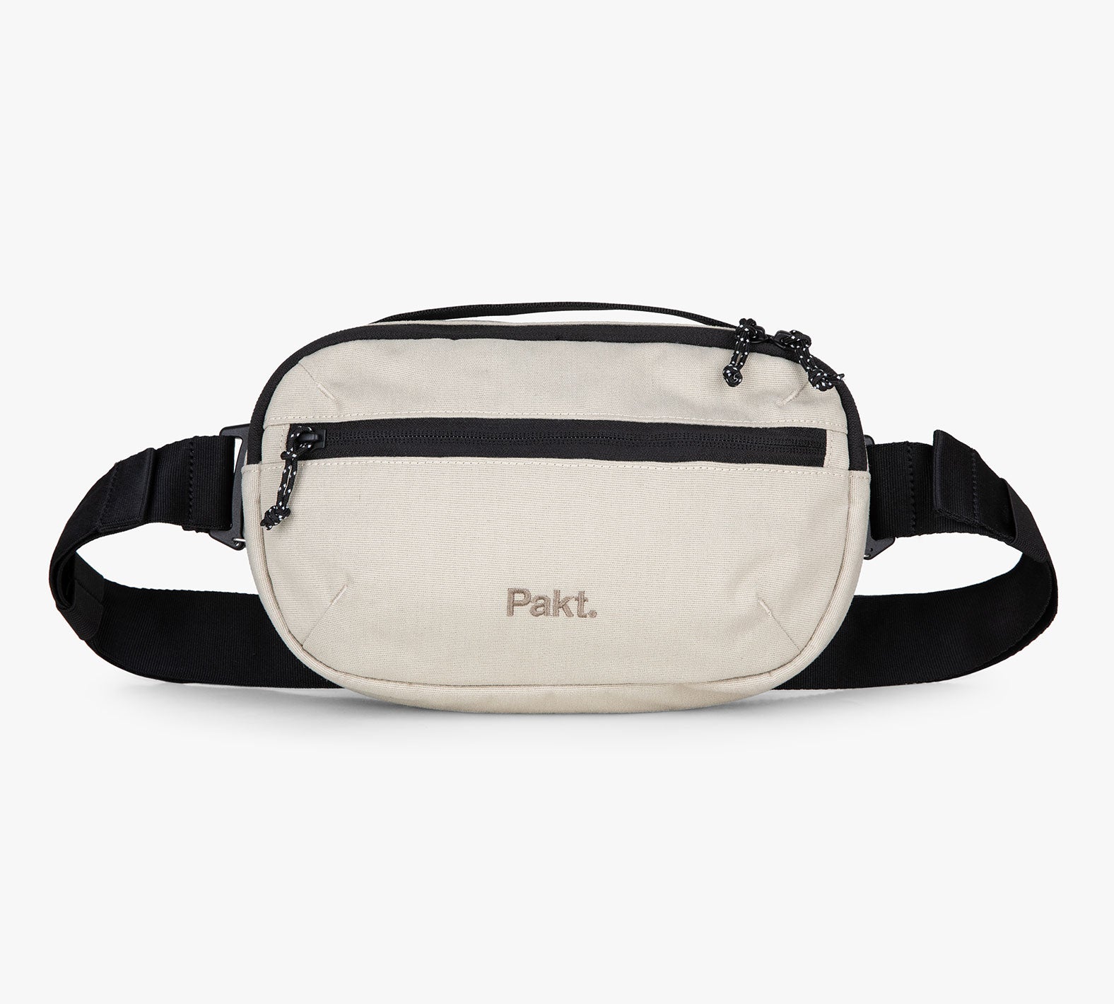 Beige Everyday 3L Sling with black strap and 'Pakt.' logo on front.