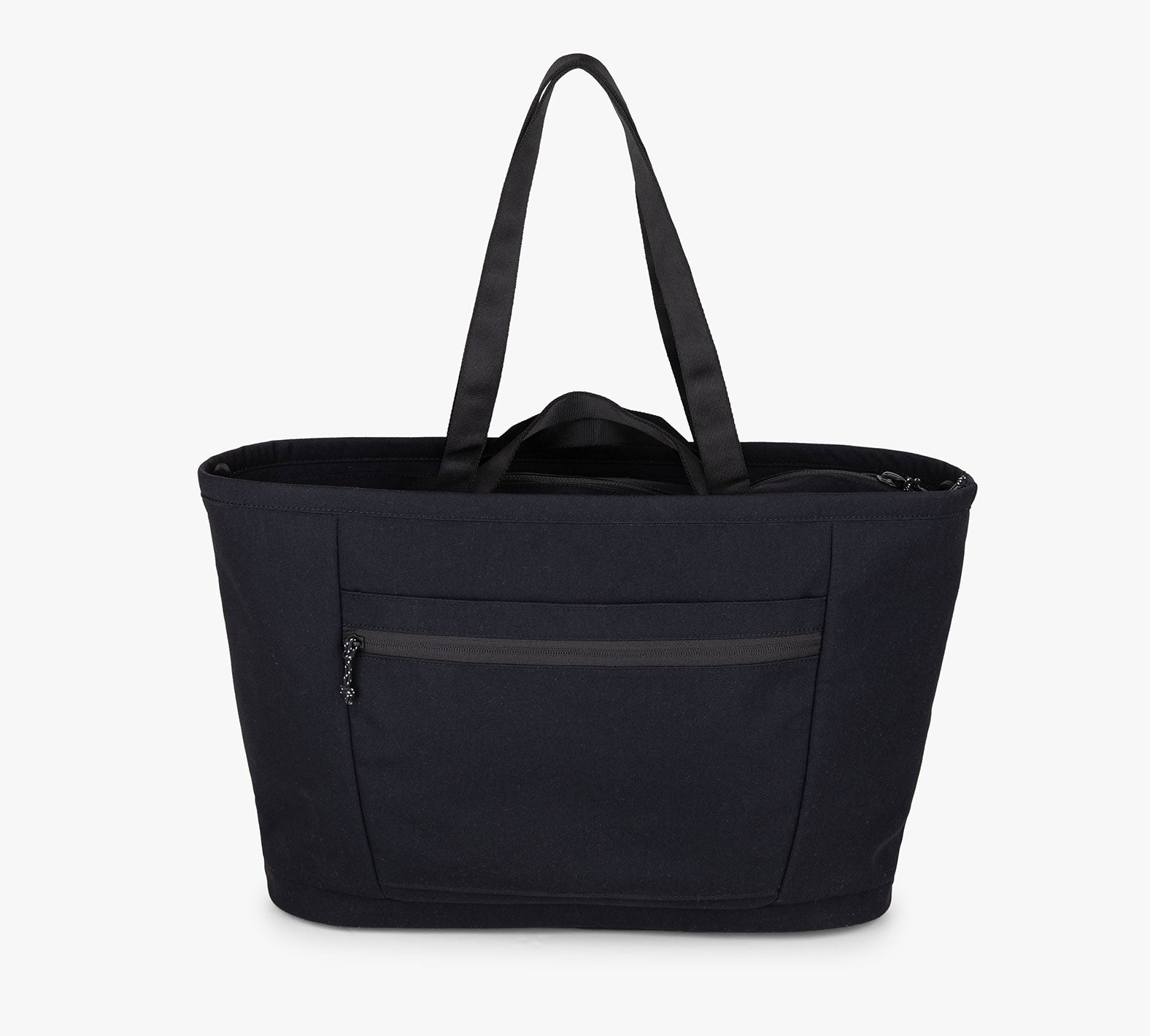 Black Everyday 25L Tote bag with front zippered pocket and two shoulder straps.