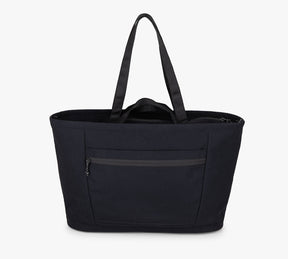 Black Everyday 25L Tote bag with front zippered pocket and two shoulder straps.