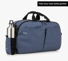 Blue Grandcart One Travel Duffel bag with visible brand logo and a water bottle in the hide-away water bottle pocket