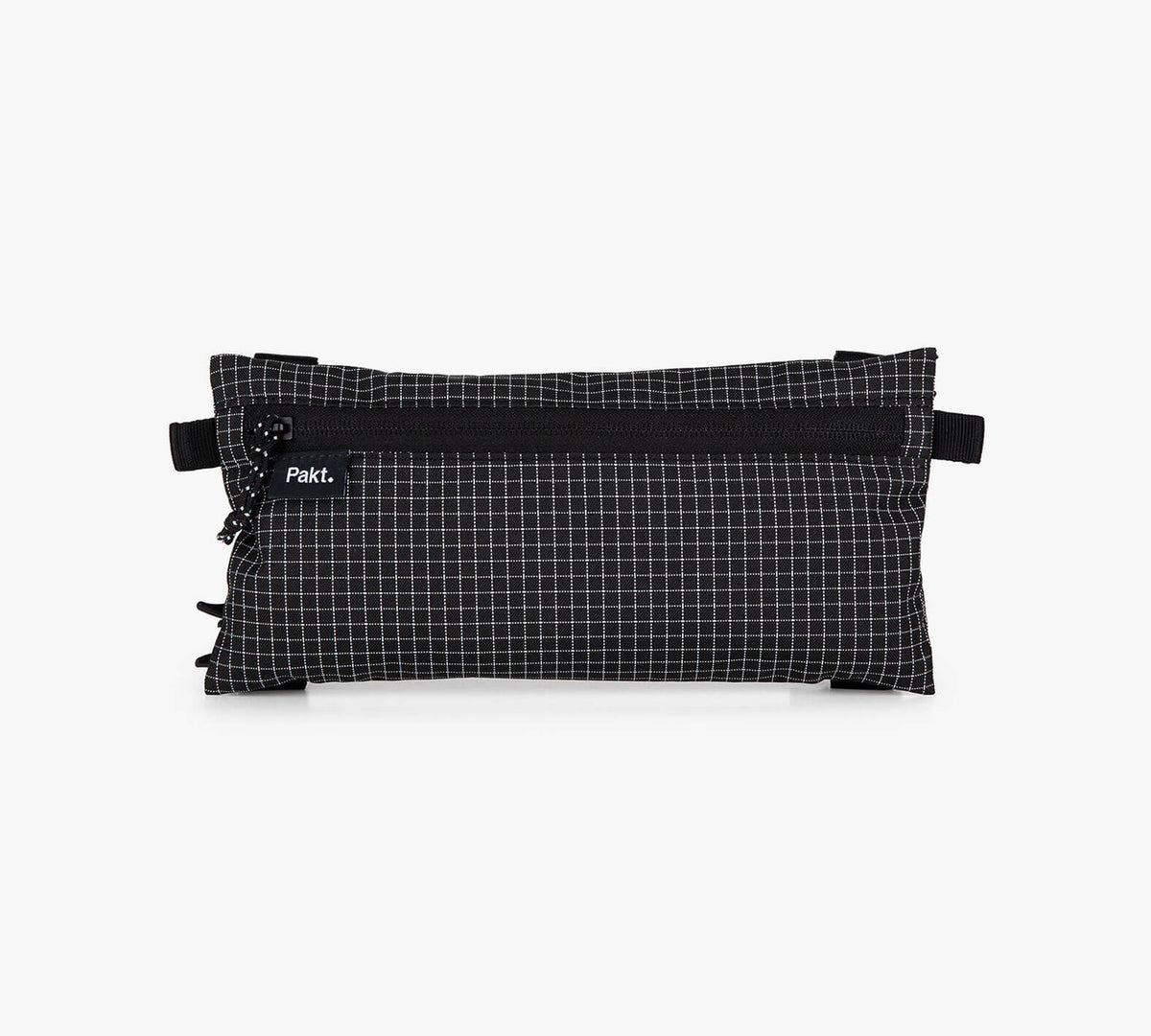 Black and white Clip-In Pouch with zipper and small label