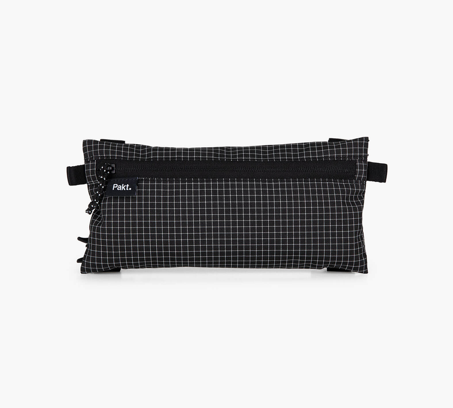 Black and white Clip-In Pouch with zipper and small label