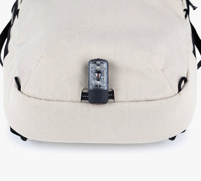 Close-up of the Everyday 15L Sling showing where a bike light can be attached.